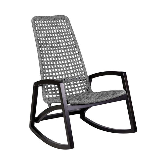 Armen Living - Sequoia Outdoor Patio Rocking Chair in Dark Eucalyptus Wood and Grey Rope - 840254332270 veiw 1