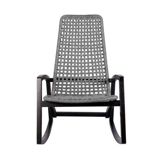 Armen Living - Sequoia Outdoor Patio Rocking Chair in Dark Eucalyptus Wood and Grey Rope - 840254332270 veiw 2
