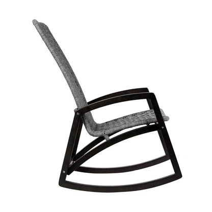 Armen Living - Sequoia Outdoor Patio Rocking Chair in Dark Eucalyptus Wood and Grey Rope - 840254332270 veiw 3