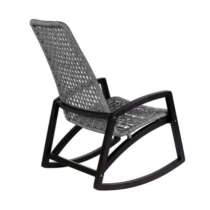 Armen Living - Sequoia Outdoor Patio Rocking Chair in Dark Eucalyptus Wood and Grey Rope - 840254332270 veiw 4