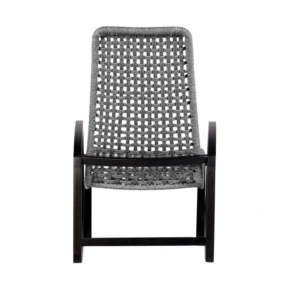 Armen Living - Sequoia Outdoor Patio Rocking Chair in Dark Eucalyptus Wood and Grey Rope - 840254332270 veiw 5
