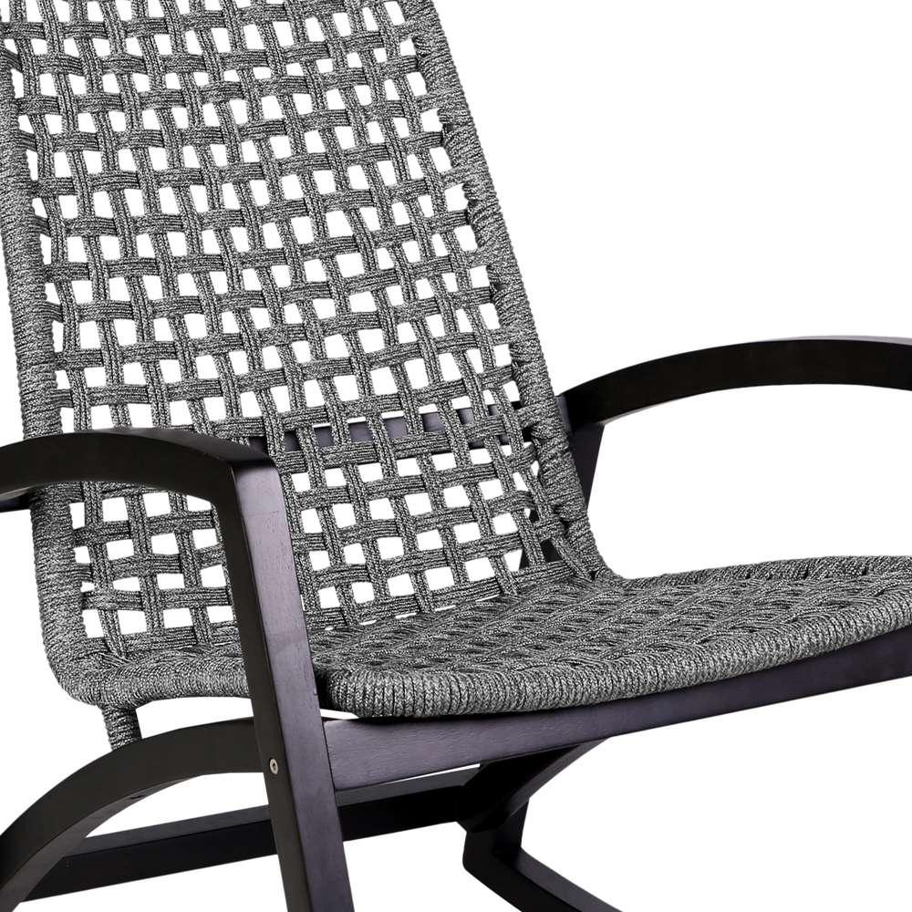 Armen Living - Sequoia Outdoor Patio Rocking Chair in Dark Eucalyptus Wood and Grey Rope - 840254332270 veiw 6