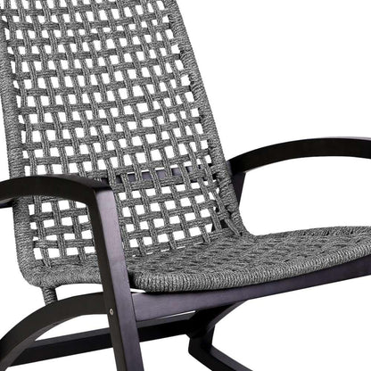 Armen Living - Sequoia Outdoor Patio Rocking Chair in Dark Eucalyptus Wood and Grey Rope - 840254332270 veiw 6