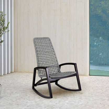 Armen Living - Sequoia Outdoor Patio Rocking Chair in Dark Eucalyptus Wood and Grey Rope - 840254332270 veiw 8