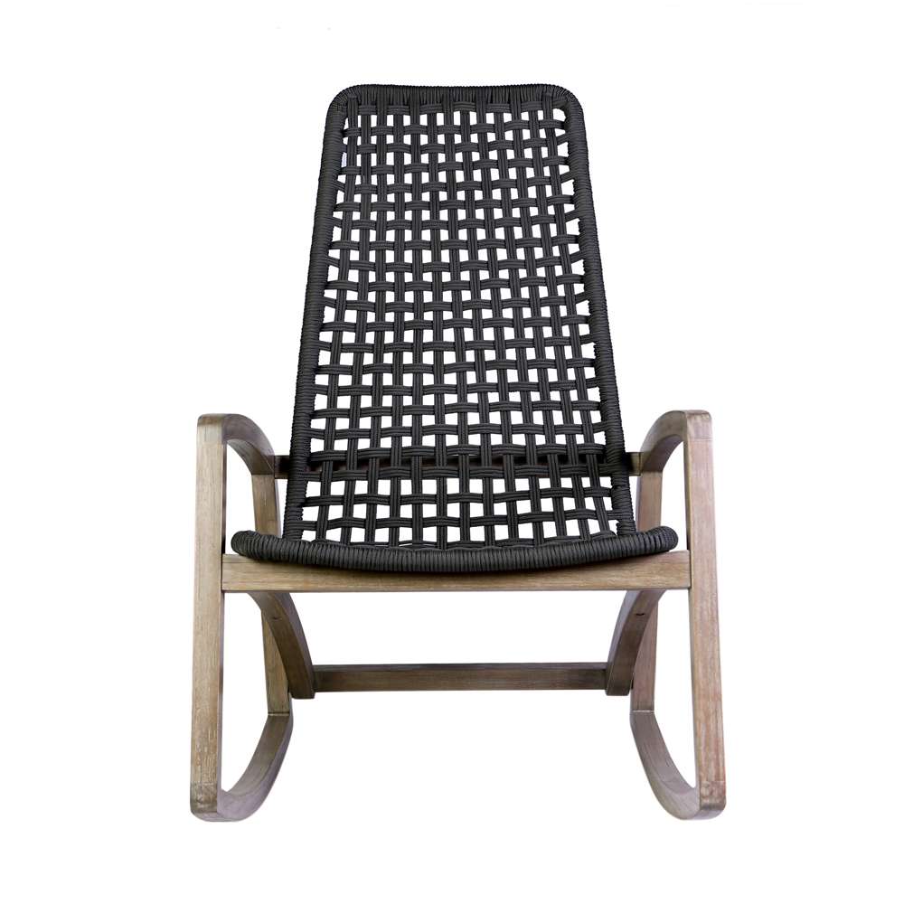 Armen Living - Sequoia Outdoor Patio Rocking Chair in Light Eucalyptus Wood and Charoal Rope - 840254332287 veiw 2