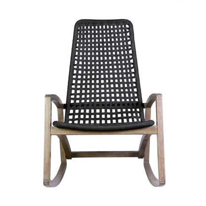 Armen Living - Sequoia Outdoor Patio Rocking Chair in Light Eucalyptus Wood and Charoal Rope - 840254332287 veiw 2