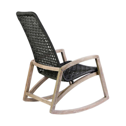 Armen Living - Sequoia Outdoor Patio Rocking Chair in Light Eucalyptus Wood and Charoal Rope - 840254332287 veiw 4
