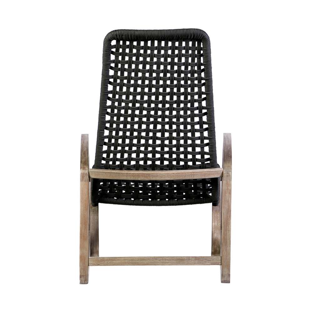 Armen Living - Sequoia Outdoor Patio Rocking Chair in Light Eucalyptus Wood and Charoal Rope - 840254332287 veiw 5