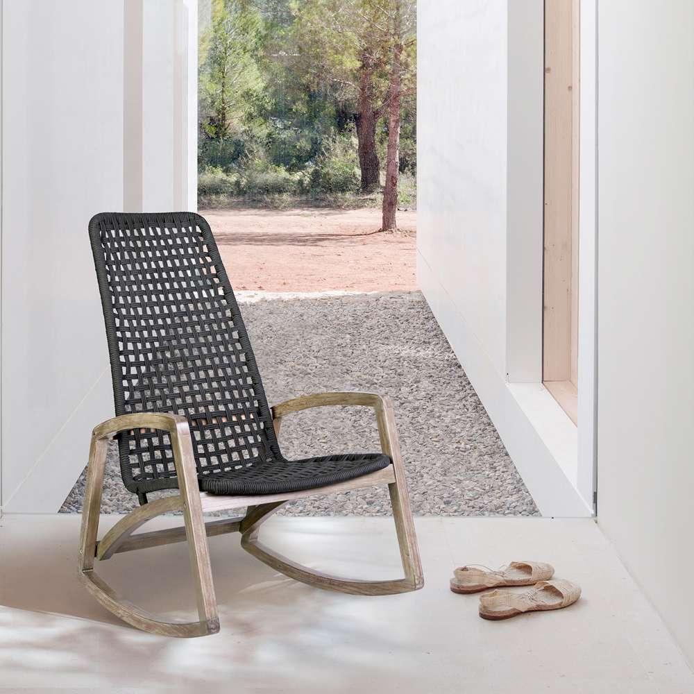 Armen Living - Sequoia Outdoor Patio Rocking Chair in Light Eucalyptus Wood and Charoal Rope - 840254332287 veiw 8