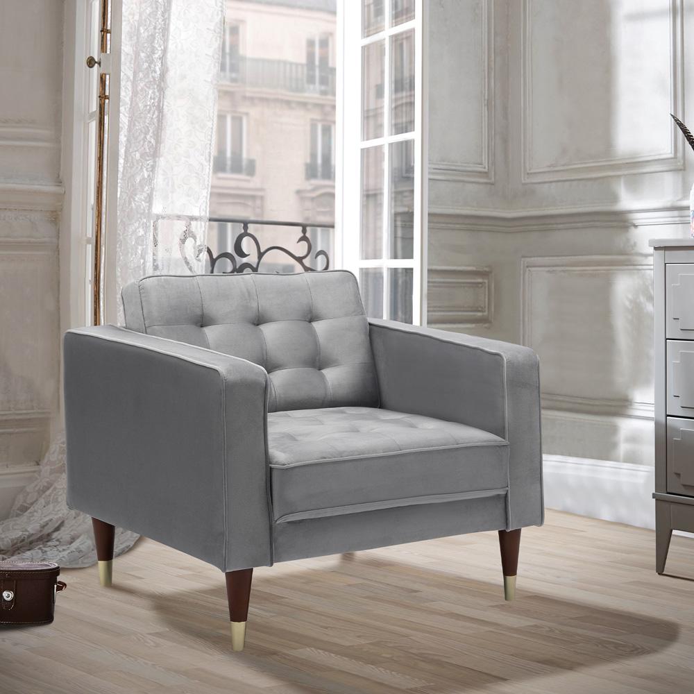 Armen Living - Somerset Gray Velvet Mid Century Modern Club Chair - LCSM1GREY veiw 5