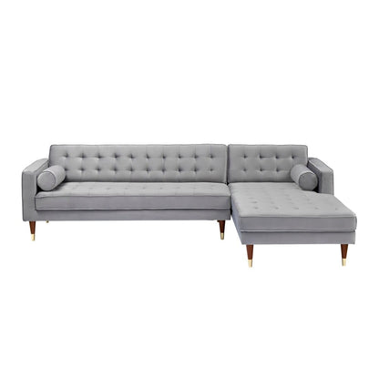 Armen Living - Somerset Gray Velvet Mid Century Modern Right Sectional Sofa - LCSMSEGRY veiw 1