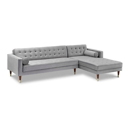Armen Living - Somerset Gray Velvet Mid Century Modern Right Sectional Sofa - LCSMSEGRY veiw 2