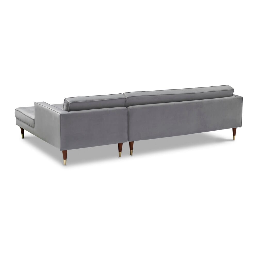 Armen Living - Somerset Gray Velvet Mid Century Modern Right Sectional Sofa - LCSMSEGRY veiw 3