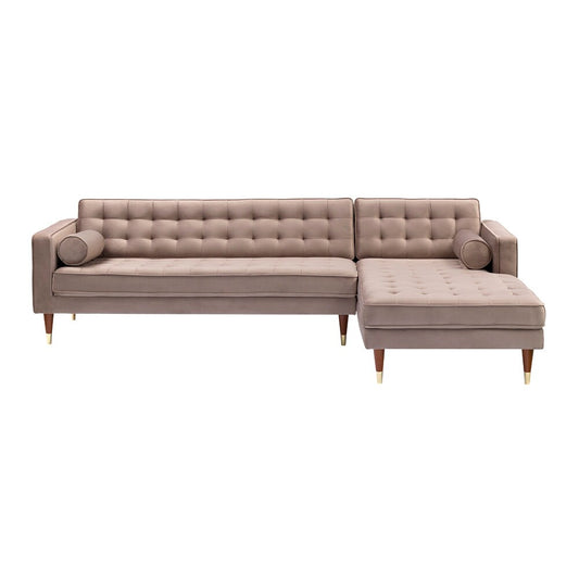Armen Living - Somerset Taupe Velvet Mid Century Modern Right Sectional Sofa - LCSMSETAU veiw 1