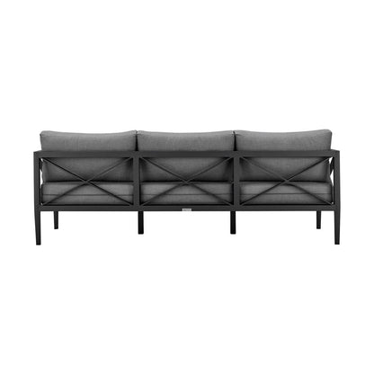 Armen Living - Sonoma Outdoor 4 piece Set in Dark Grey Finish and Dark Grey Cushions - SETODSODKGR veiw 4