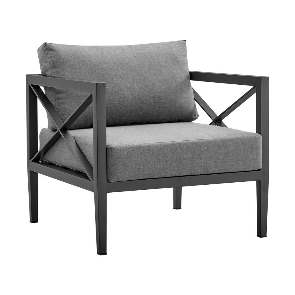 Armen Living - Sonoma Outdoor 4 piece Set in Dark Grey Finish and Dark Grey Cushions - SETODSODKGR veiw 5