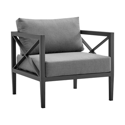 Armen Living - Sonoma Outdoor 4 piece Set in Dark Grey Finish and Dark Grey Cushions - SETODSODKGR veiw 5