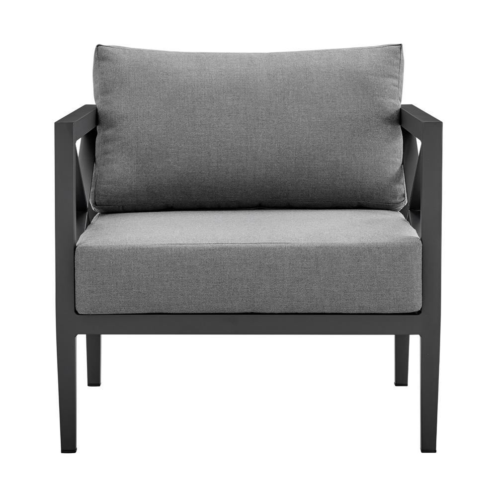 Armen Living - Sonoma Outdoor 4 piece Set in Dark Grey Finish and Dark Grey Cushions - SETODSODKGR veiw 6