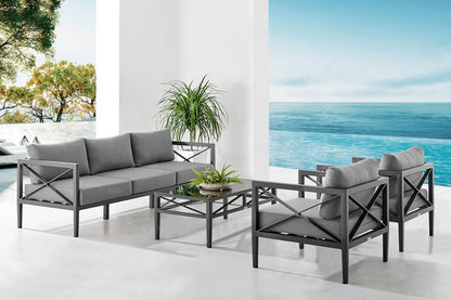 Armen Living - Sonoma Outdoor 4 piece Set in Dark Grey Finish and Dark Grey Cushions - SETODSODKGR veiw 10
