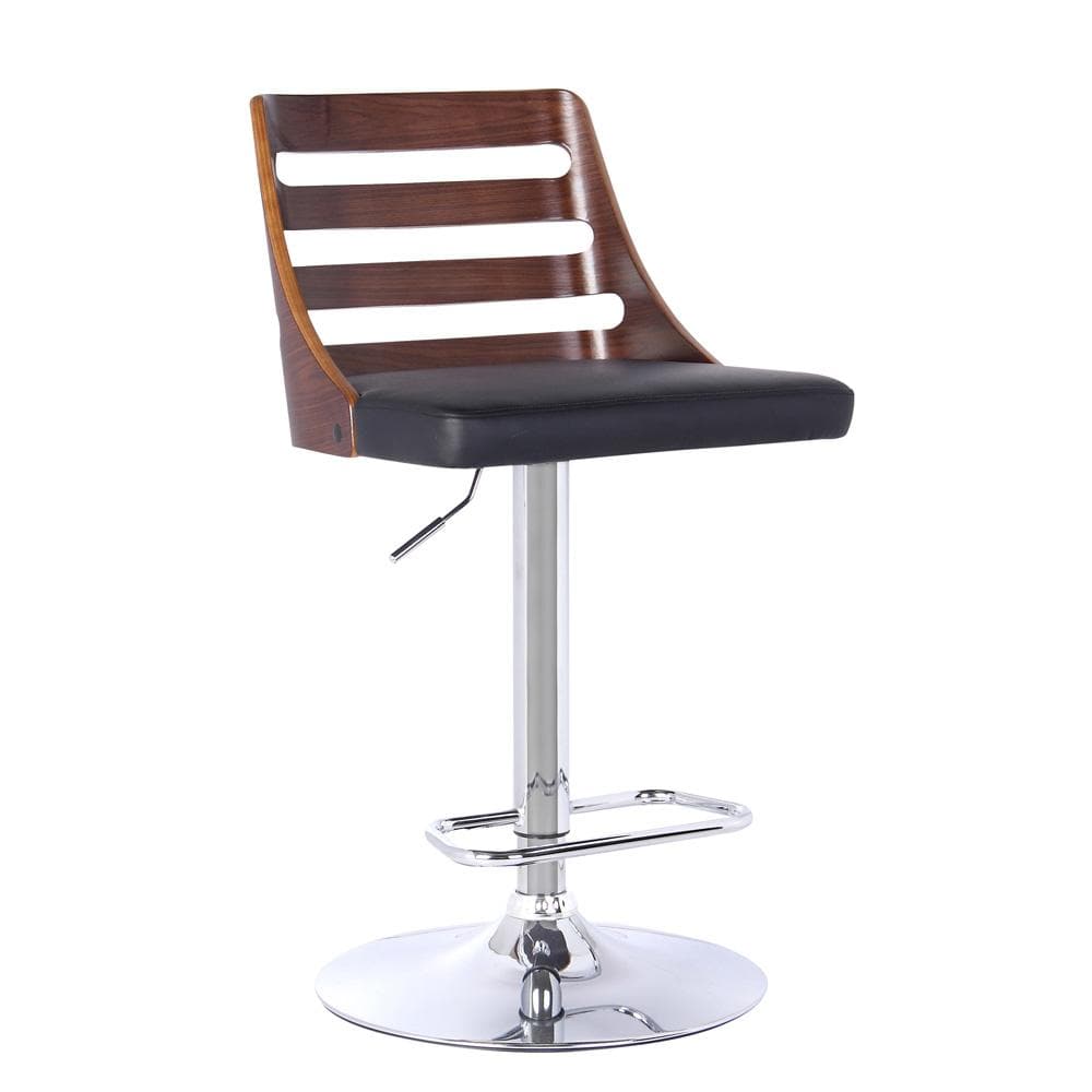 Armen Living - Storm Barstool in Chrome finish with Walnut wood and Black Faux Leather - LCSTBAWABL veiw 1