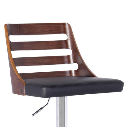 Armen Living - Storm Barstool in Chrome finish with Walnut wood and Black Faux Leather - LCSTBAWABL veiw 2