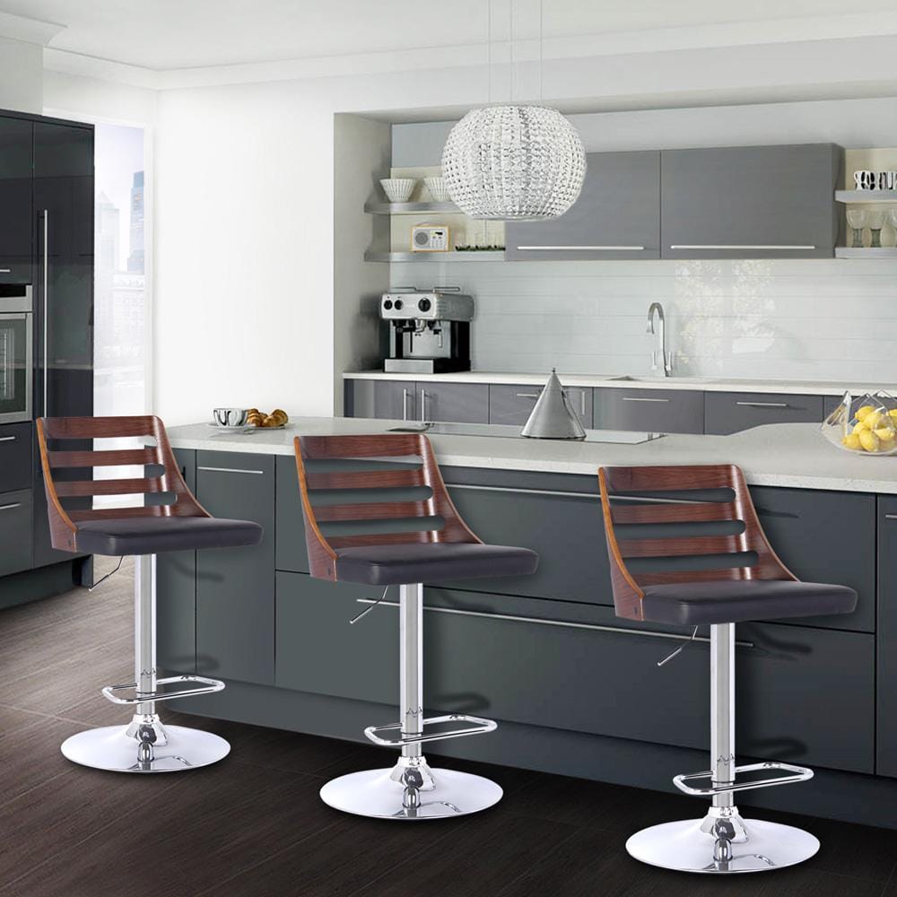 Armen Living - Storm Barstool in Chrome finish with Walnut wood and Black Faux Leather - LCSTBAWABL veiw 4
