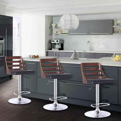 Armen Living - Storm Barstool in Chrome finish with Walnut wood and Black Faux Leather - LCSTBAWABL veiw 4