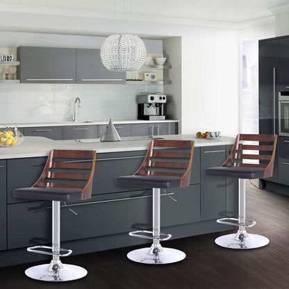 Armen Living - Storm Barstool in Chrome finish with Walnut wood and Black Faux Leather - LCSTBAWABL veiw 5