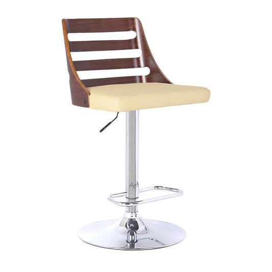 Armen Living - Storm Barstool in Chrome finish with Walnut wood and Cream Faux Leather - LCSTBAWACR veiw 1
