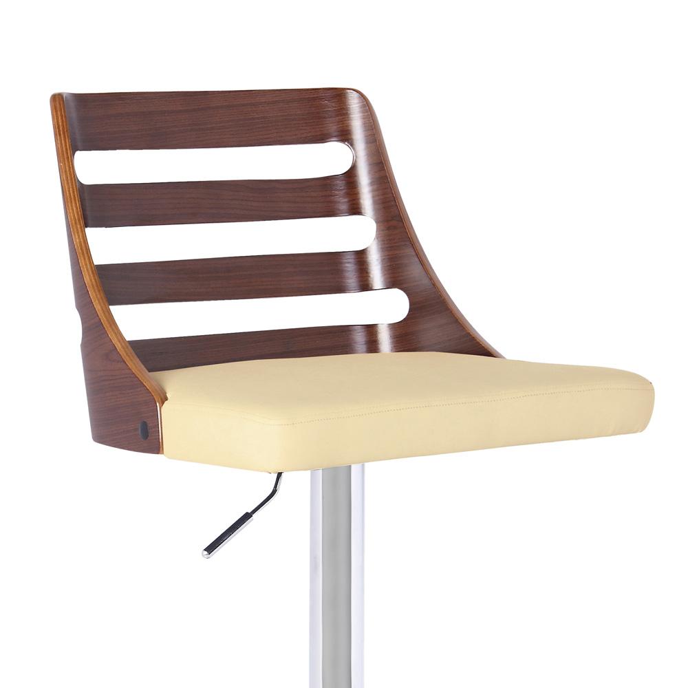 Armen Living - Storm Barstool in Chrome finish with Walnut wood and Cream Faux Leather - LCSTBAWACR veiw 2