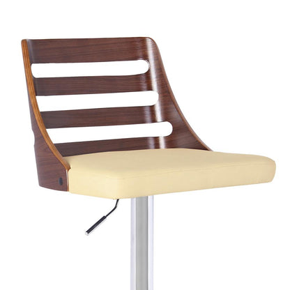 Armen Living - Storm Barstool in Chrome finish with Walnut wood and Cream Faux Leather - LCSTBAWACR veiw 2