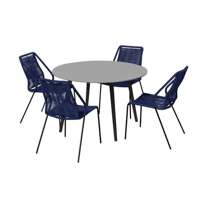 Armen Living - Sydney and Clip Outdoor Patio 5 Piece Dining Set in Blue Rope with Black Eucalyptus Wood - 840254336544 veiw 1