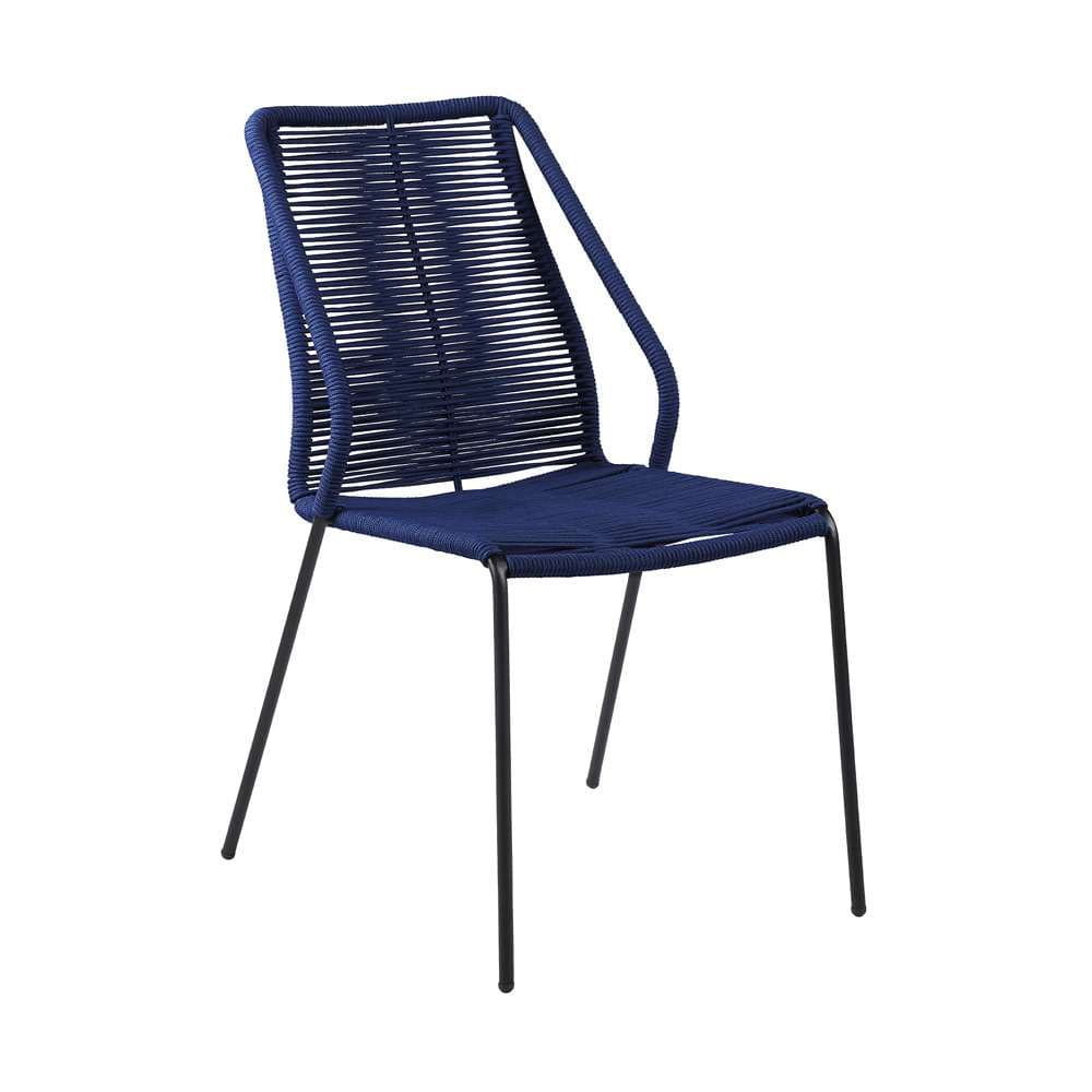 Armen Living - Sydney and Clip Outdoor Patio 5 Piece Dining Set in Blue Rope with Black Eucalyptus Wood - 840254336544 veiw 2