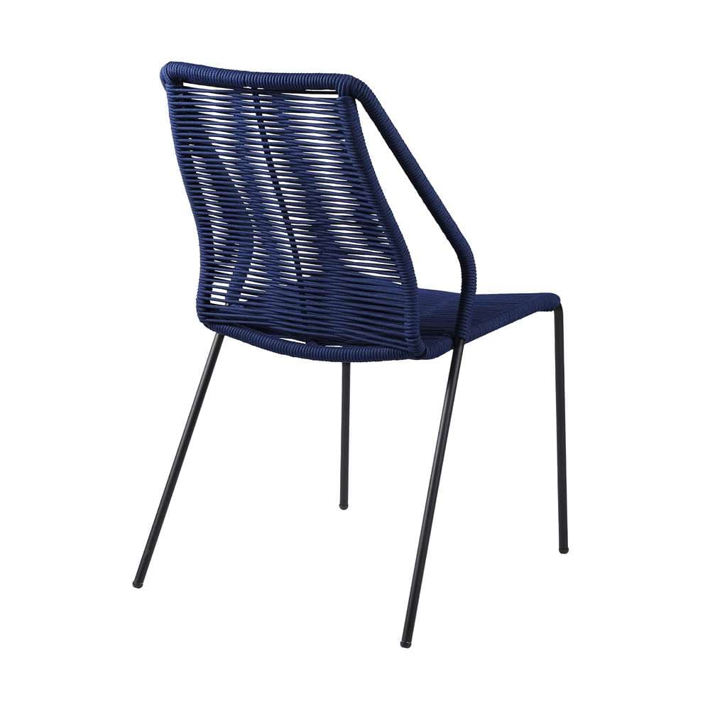 Armen Living - Sydney and Clip Outdoor Patio 5 Piece Dining Set in Blue Rope with Black Eucalyptus Wood - 840254336544 veiw 5