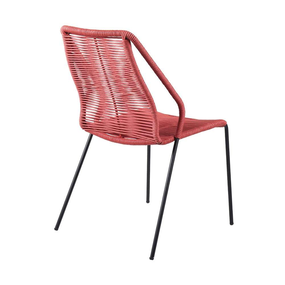 Armen Living - Sydney and Clip Outdoor Patio 5 Piece Dining Set in Brick Red Rope with Black Eucalyptus Wood - 840254336551 veiw 5