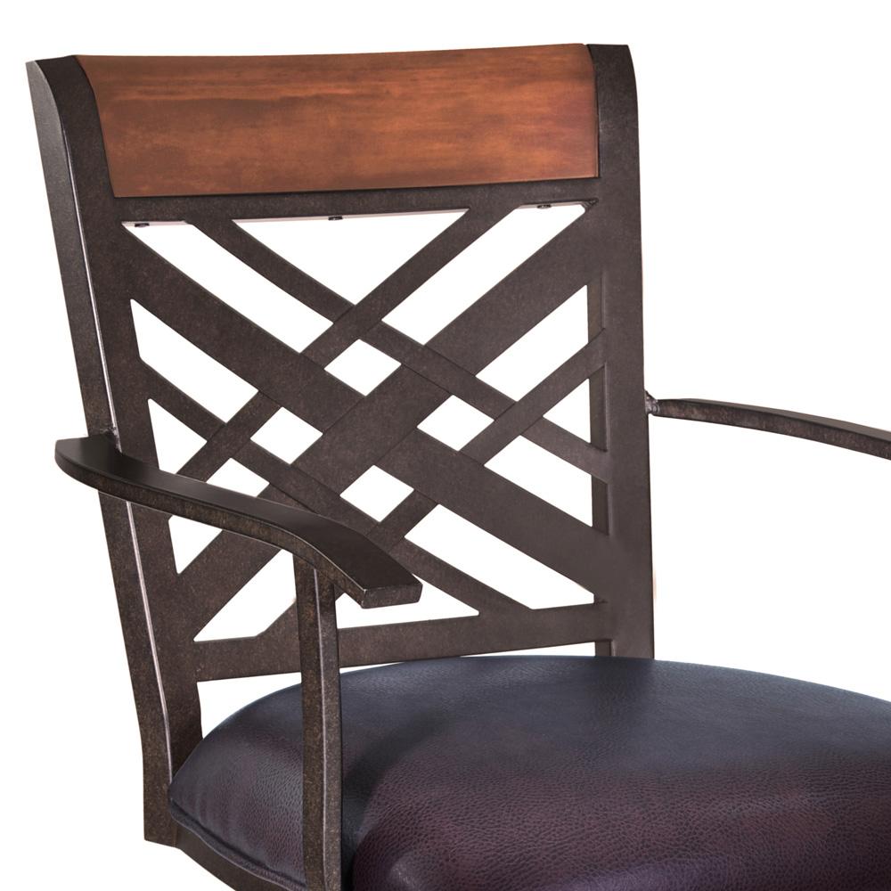 Armen Living - Tahiti  26in Arm Barstool in Auburn Bay finish with Brown Pu upholstery - LCTA26ARBABR veiw 3