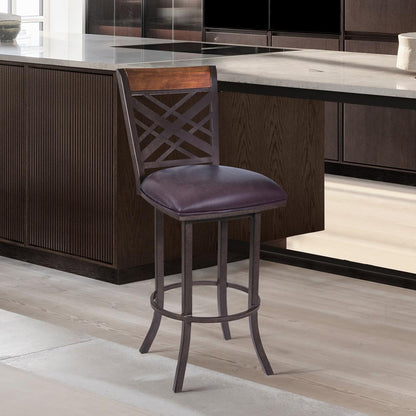 Armen Living - Tahiti  30in Barstool in Auburn Bay finish with Brown Pu upholstery - LCTA30BABR veiw 5