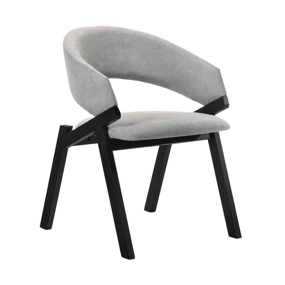 Armen Living - Talulah Gray Fabric and Black Veneer Dining Side Chairs (Set of 2) - LCTASIGRBL veiw 3