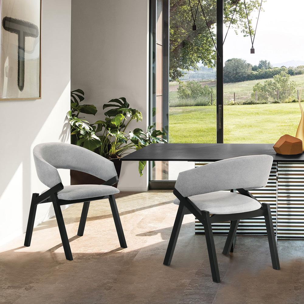 Armen Living - Talulah Gray Fabric and Black Veneer Dining Side Chairs (Set of 2) - LCTASIGRBL veiw 9