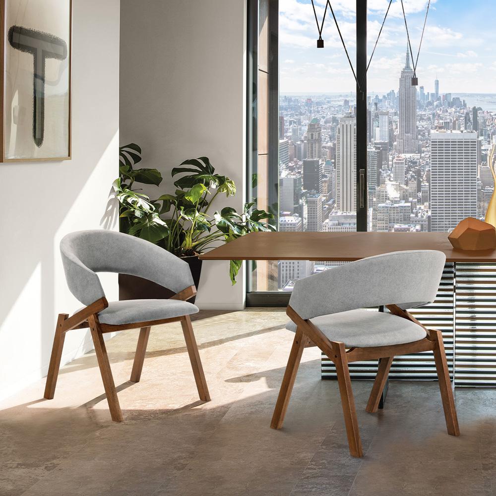 Armen Living - Talulah Gray Fabric and Walnut Veneer Dining Side Chairs (Set of 2) - LCTASIGRWA veiw 9