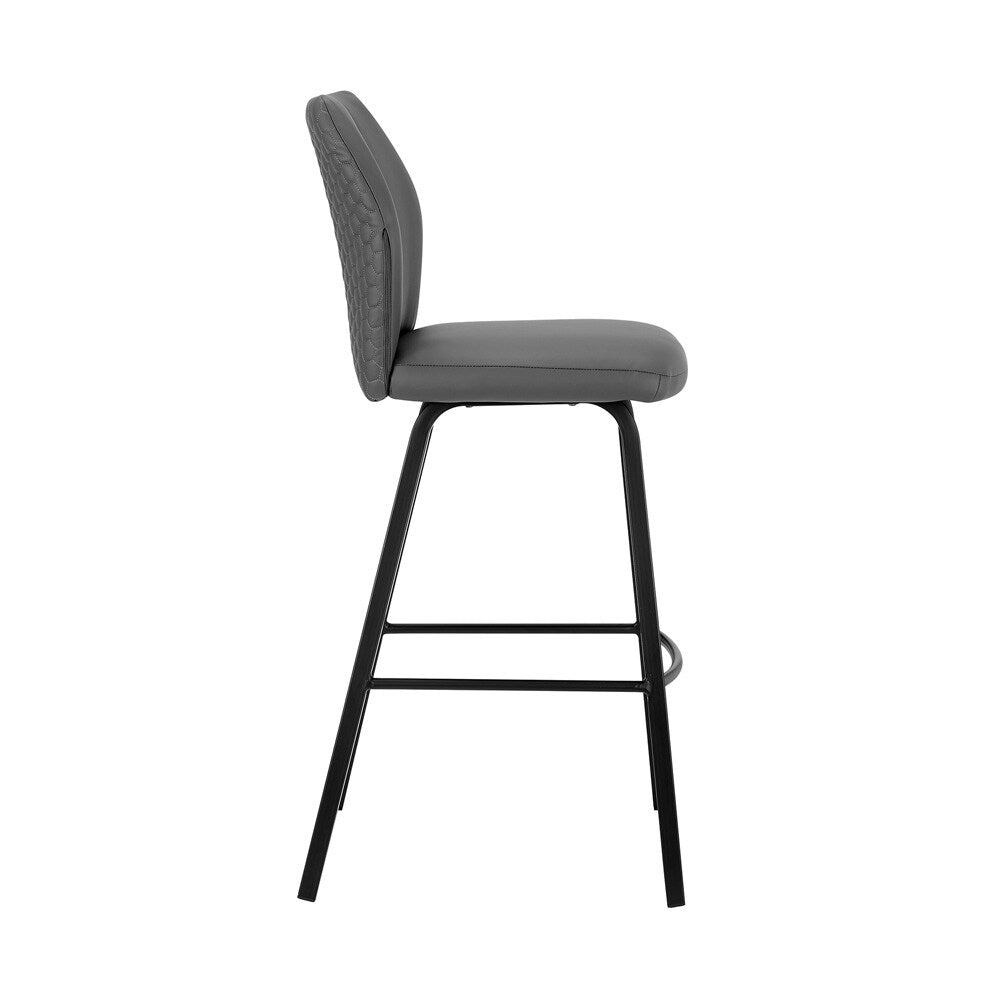 Armen Living - Tandy Gray Faux Leather and Black Metal 26in Counter Stool - LCTNBABLGR26 veiw 3