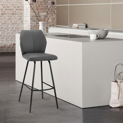 Armen Living - Tandy Gray Faux Leather and Black Metal 26in Counter Stool - LCTNBABLGR26 veiw 10