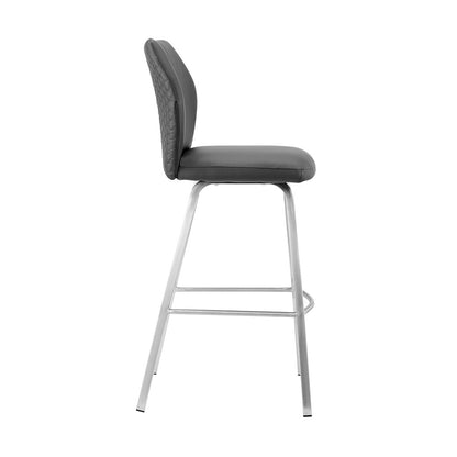 Armen Living - Tandy Gray Faux Leather and Brushed Stainless Steel 26in Counter Stool - LCTNBABSGR26 veiw 3
