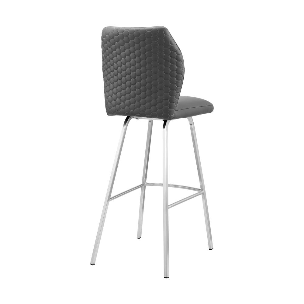 Armen Living - Tandy Gray Faux Leather and Brushed Stainless Steel 26in Counter Stool - LCTNBABSGR26 veiw 4