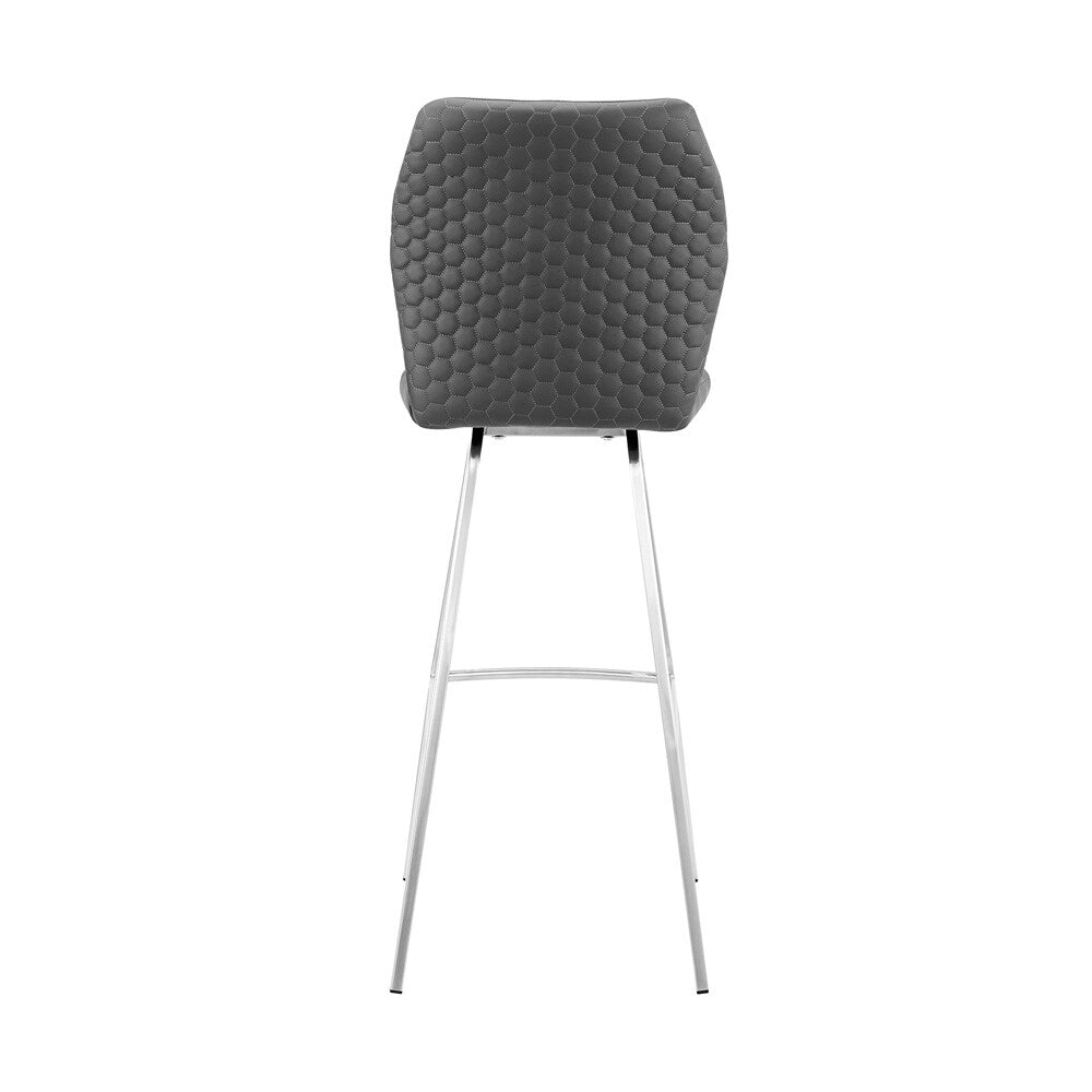 Armen Living - Tandy Gray Faux Leather and Brushed Stainless Steel 26in Counter Stool - LCTNBABSGR26 veiw 5