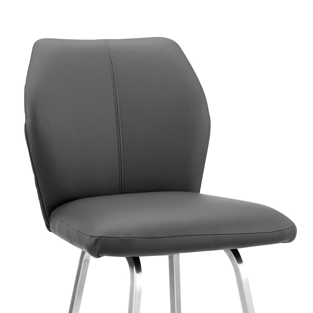 Armen Living - Tandy Gray Faux Leather and Brushed Stainless Steel 26in Counter Stool - LCTNBABSGR26 veiw 6