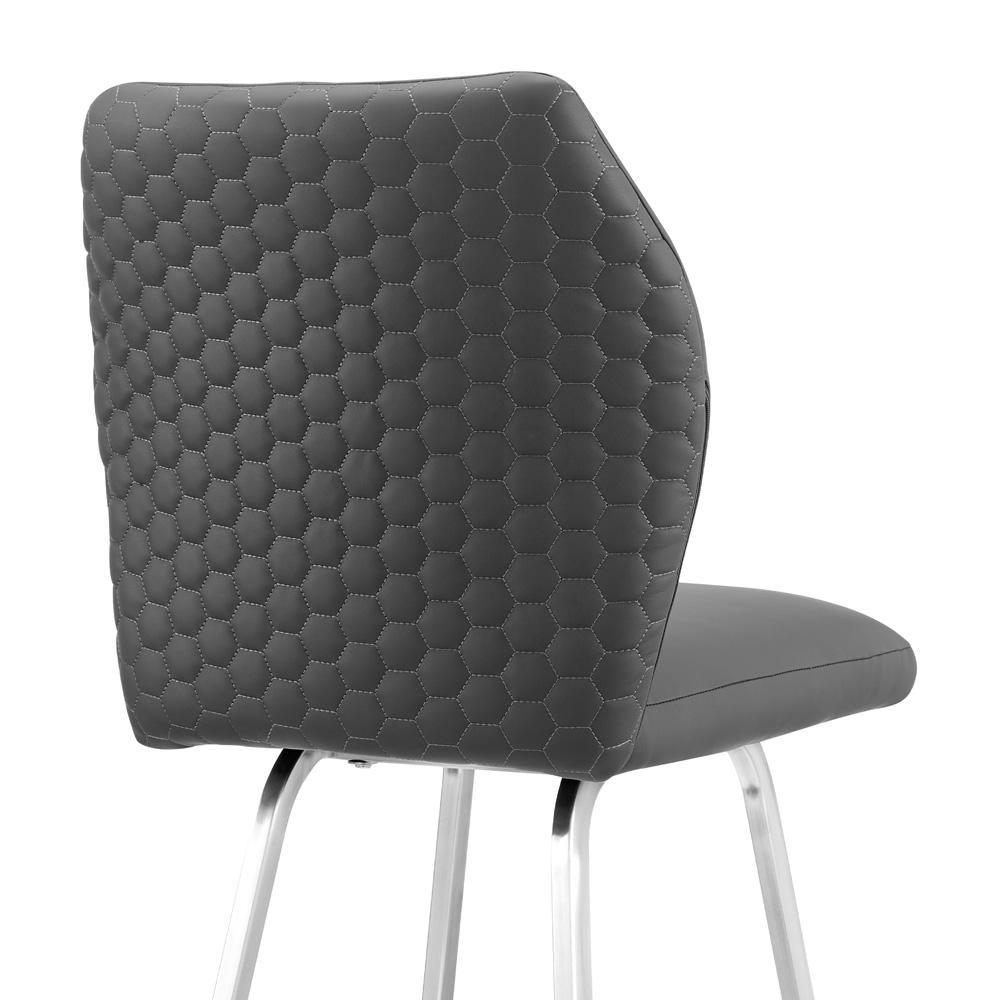 Armen Living - Tandy Gray Faux Leather and Brushed Stainless Steel 26in Counter Stool - LCTNBABSGR26 veiw 7