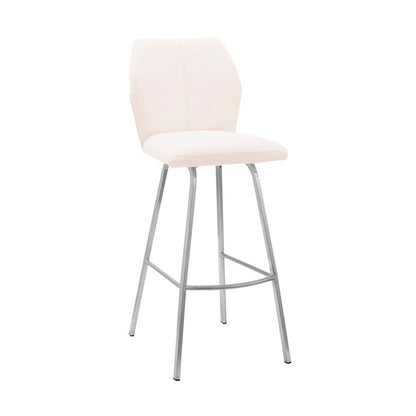 Armen Living - Tandy White Faux Leather and Brushed Stainless Steel 26in Counter Stool - LCTNBABSWH26 veiw 1