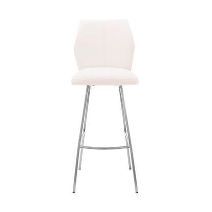 Armen Living - Tandy White Faux Leather and Brushed Stainless Steel 26in Counter Stool - LCTNBABSWH26 veiw 2