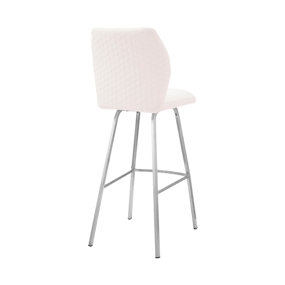 Armen Living - Tandy White Faux Leather and Brushed Stainless Steel 26in Counter Stool - LCTNBABSWH26 veiw 4
